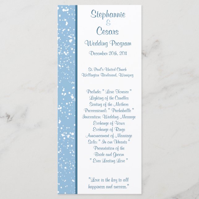 25 4x9 Hochzeitsprogramm Winter Blue Weihnachten Programm (Vorderseite)