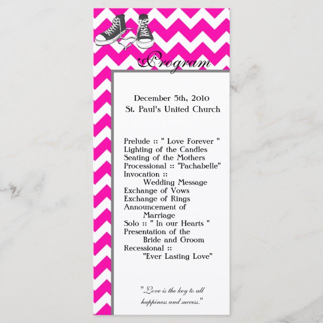 25 4x9 Hochzeitsprogramm Zickzack Streifen Zig Zag Programm (Vorderseite)