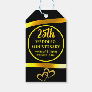 25. Black Gold Hochzeit Jubiläum Modernes Herz Geschenkanhänger