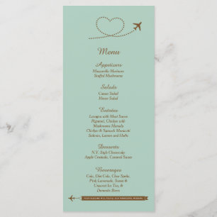 25 Blue Airplane Heart Wedding Menu Cards Menükarte