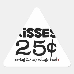 25 Cents Kisses Dreieckiger Aufkleber