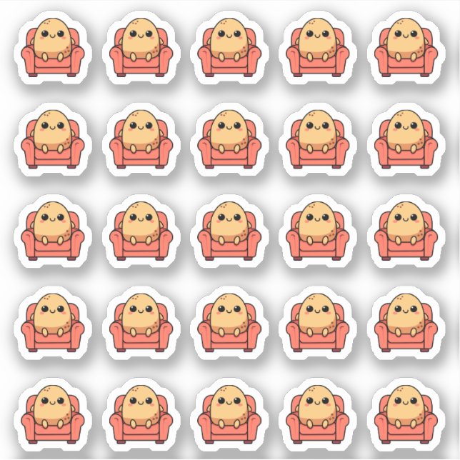25 Couch Potato Kawaii Planner Aufkleber (Vorderseite)