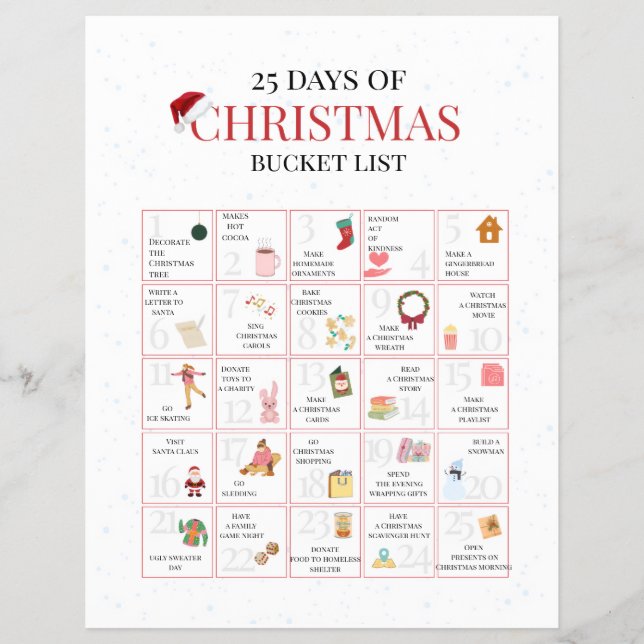 25 Days of Christmas Bucket List Art Flyer (Vorne)