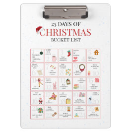 25 Days of Christmas Bucket List Art Klemmbrett