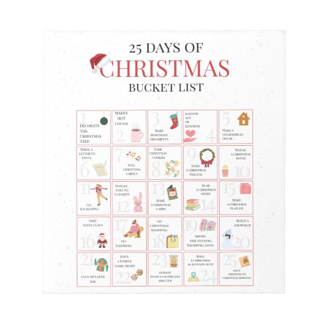 25 Days of Christmas Bucket List Art Notizblock (Vorderseite)