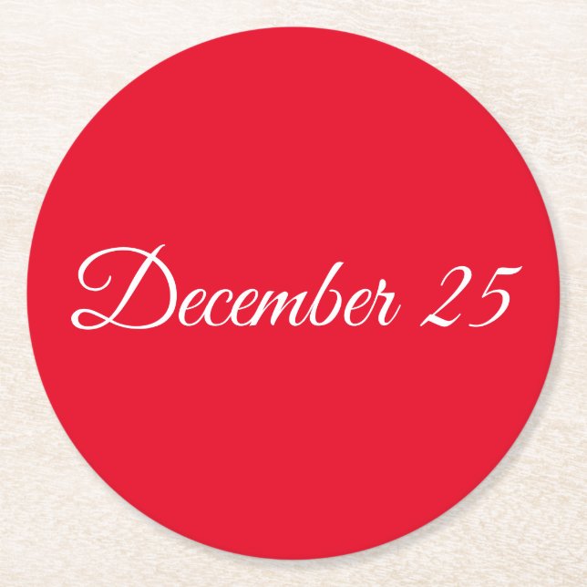 25. Dezember Runder Pappuntersetzer (Vorderseite)