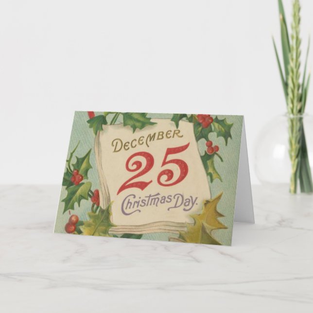 25. Dezember Weihnachtstag Feiertagskarte (Vorderseite)