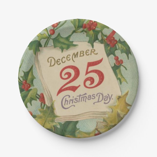 25. Dezember Weihnachtstag Pappteller (Vorderseite)