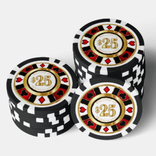 25 Dollar Casino Poker Chip Las Vegas - Rot/Weiß