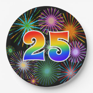 25. Event - Spaß, farbenfroh, kühl, Regenbogen 25 Pappteller