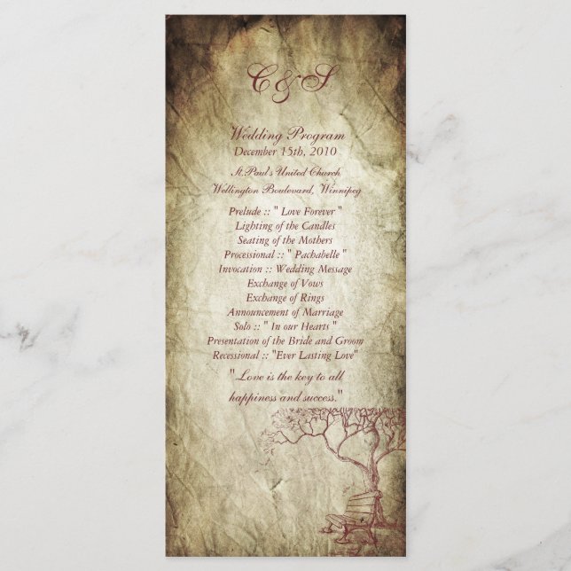 25 Fall Tree Wedding Programme (Vorderseite)