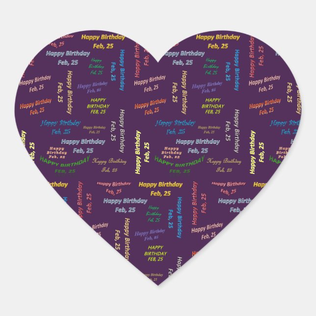 25. Februar Herz-Aufkleber (Vorderseite)