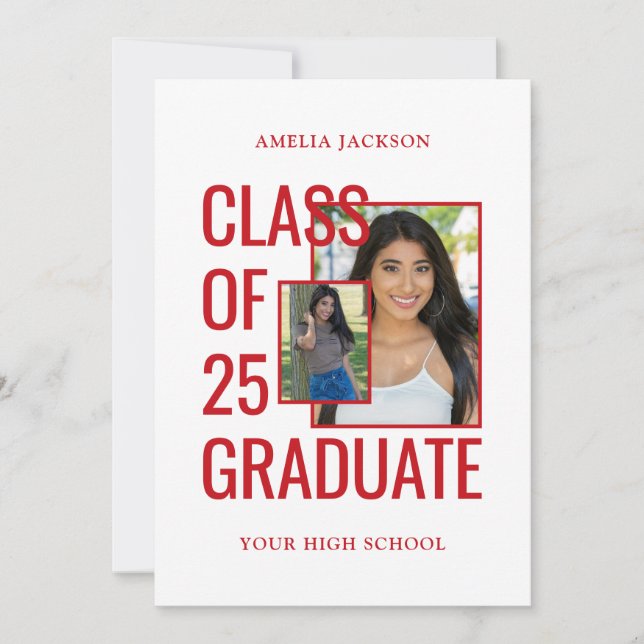 25 Foto in Rot und Weiß, 2 offene Einladung (Vorderseite)