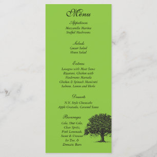 25 Frühjahrs-Tree Grün/Schwarz-Hochzeitmenü Tags Menükarte