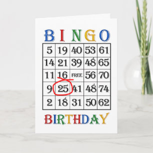 25. Geburtstag Bingo-Karte Karte