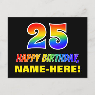 25. Geburtstag: Bold, Fun, Simple, Rainbow 25 Postkarte