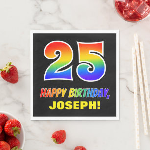 25. Geburtstag: Bold, Lustig, Einfach, Regenbogen Serviette