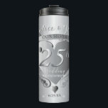 25. Geburtstag der Hochzeit  Thermosbecher<br><div class="desc">So nachdenklich,  um ihren 25. Silver Jubiläum Tag im Retro 50er-Stil mit ihrem eigenen 3D-Herz-Emblem und Namen im Drop-Schatten-Schriftart zu markieren! Bitte schicken Sie mir eine E-Mail mit allen Anpassungen,  die Sie wünschen,  ich werde Ihnen gerne behilflich sein!</div>