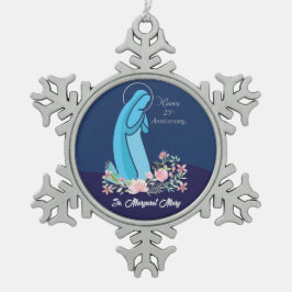 25. Geburtstag der Religionsgemeinschaften Pink Bl Schneeflocken Zinn-Ornament