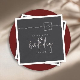 25. Geburtstag Elegant Minimalistisch Flat Black Serviette