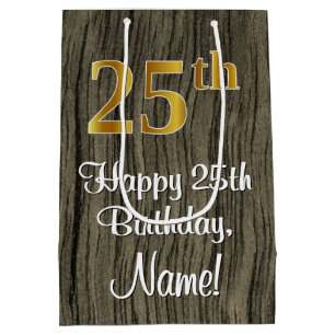 25. Geburtstag: Elegante Imitate Gold Look #, Imit Mittlere Geschenktüte