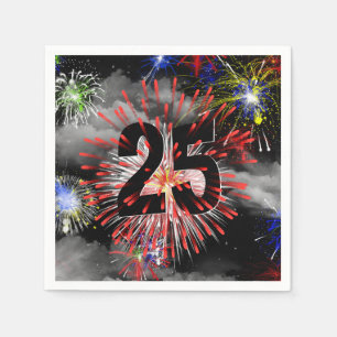 25. Geburtstag Feuerwerk in Wolken Napkins Serviette