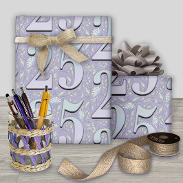 25. Geburtstag Filigree Blumentypografie Geschenkpapier