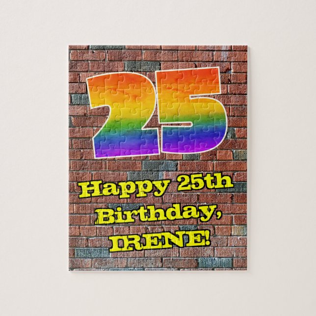 25. Geburtstag: Fun Graffiti-Inspiriert Regenbogen Puzzle (Vertikal)