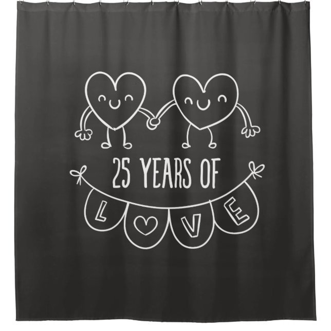 25. Geburtstag Geschenk Chalk Herzen Duschvorhang (Vorderseite)