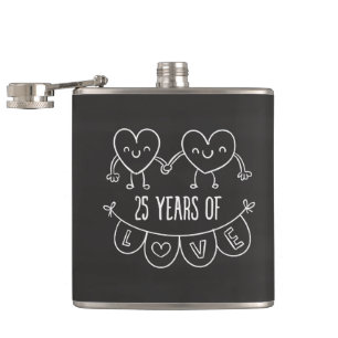 25. Geburtstag Geschenk Chalk Herzen Flachmann