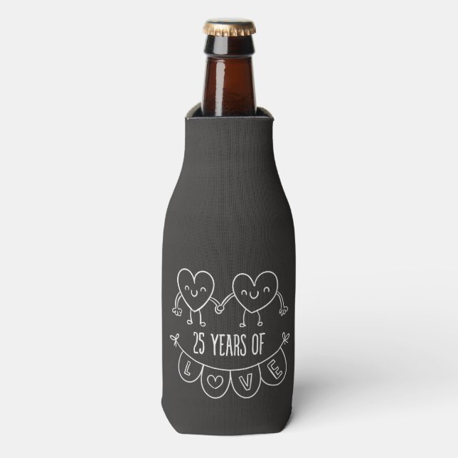 25. Geburtstag Geschenk Chalk Herzen Flaschenkühler (Flaschenvorderseite)