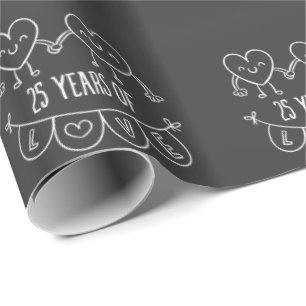 25. Geburtstag Geschenk Chalk Herzen Geschenkpapier