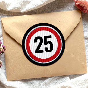 25. Geburtstag Geschwindigkeitsbegrenzungsschild - Runder Aufkleber