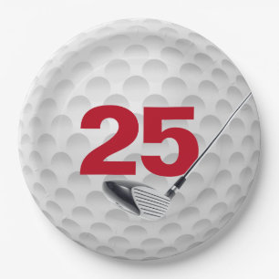 25. Geburtstag Golf Ball Design Paper Plate Pappteller