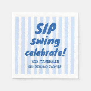 25. Geburtstag Golf Bold Blaue Typografie Streifen Serviette