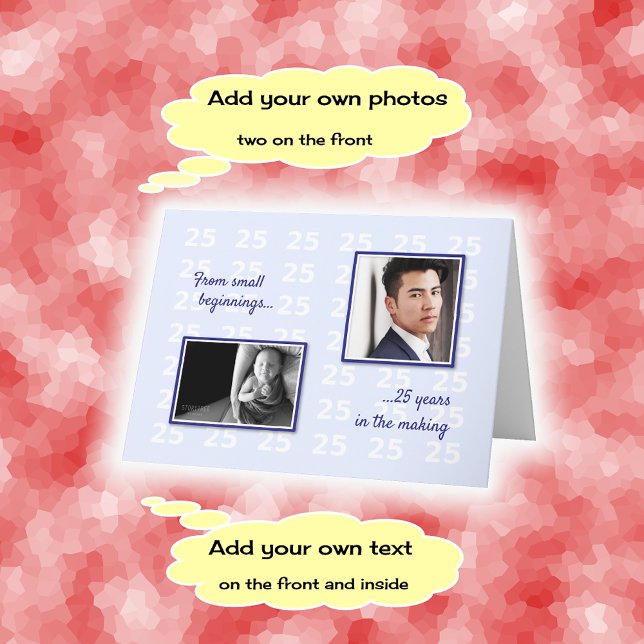 25. Geburtstag Ihre Fotos und Text blau Karte (Von Creator hochgeladen)