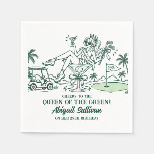 25. Geburtstag Königin des Green Golf Cocktails Serviette