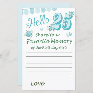 25. Geburtstag Lieblingsgedächtnis des Geburtstags