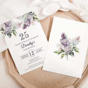 25. Geburtstag Lila Frühling Lilac Blume Einladung