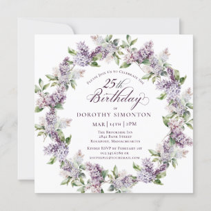 25. Geburtstag Lila Lilac Spring Blume Square Einladung