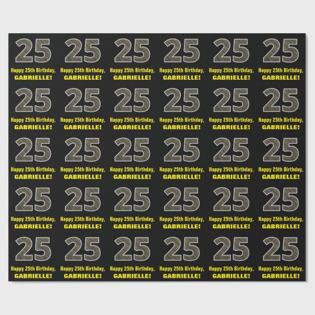 25. Geburtstag: Name & Imitate HolzkörnPattern "25 Geschenkpapier (Flach)