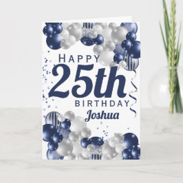 25. Geburtstag Navy Blue Balloons Karte