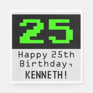 25. Geburtstag - Nerdy / Geeky Style "25" & Name Serviette