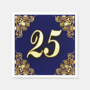25. Geburtstag oder Jahrestag Regal Gold und Blau Serviette