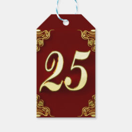 25. Geburtstag oder Jahrestag Regal Gold und Rot Geschenkanhänger