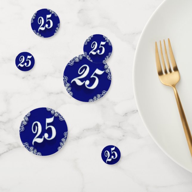 25. Geburtstag oder Jahrestag Regal Silver Blue Konfetti (Gruppe)