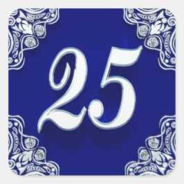 25. Geburtstag oder Jahrestag Regal Silver Blue Quadratischer Aufkleber