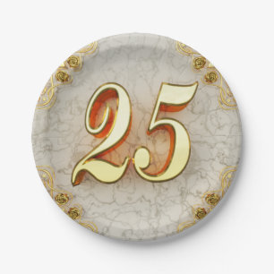 25. Geburtstag oder Jahrestags-königliches Gold Pappteller