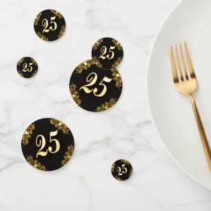 25. Geburtstag oder Jubiläum Regal Gold und Black Konfetti