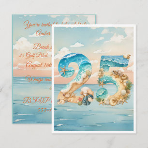 25. Geburtstag Ozean Thema Digital Download Einlad Einladung